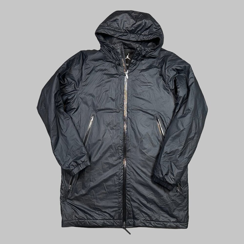 Air Jordan Fly Hooded Parka Large Long Mens Black Primaloft Insulated Jacket